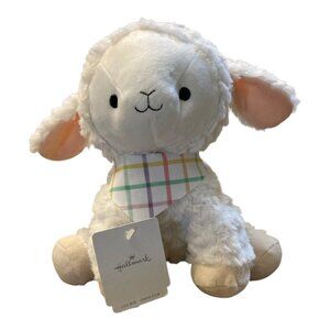 Hallmark 9" White Lamb With Plaid Bandana Soft Plush NWT